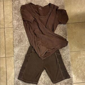 Aerie Real Good Vintage Wash Biker Short and Tee Set